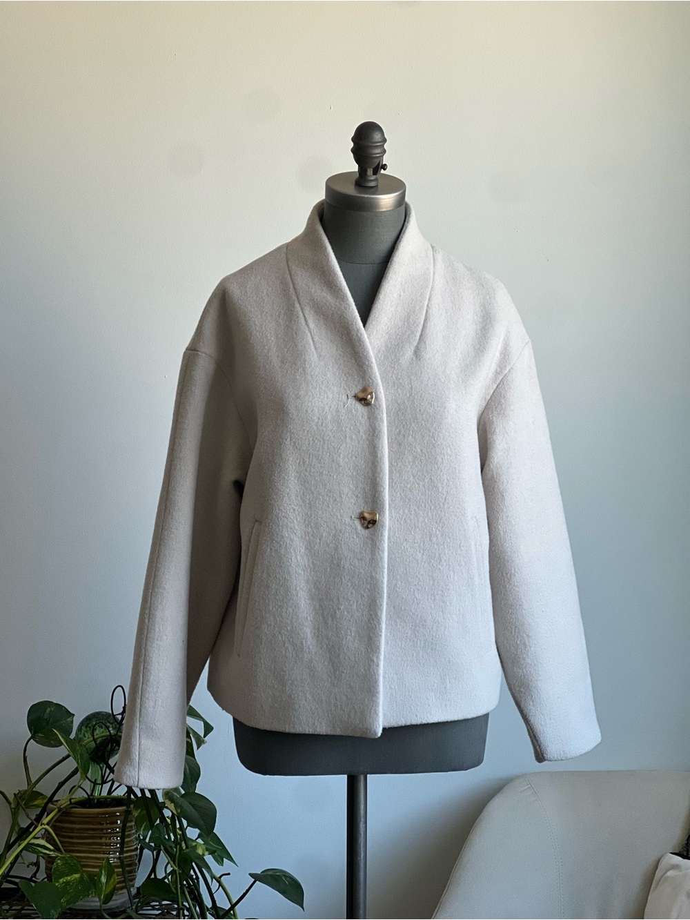 Cream Shawl Collar Wool Blend Blazer EUC